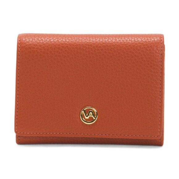 Valentina Handbags - VALENTINA Made In Italy Leather Medium Tooled Flap Over Wallet